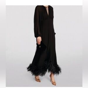 16 Arlington black feather Davis dress size US 2/UK6